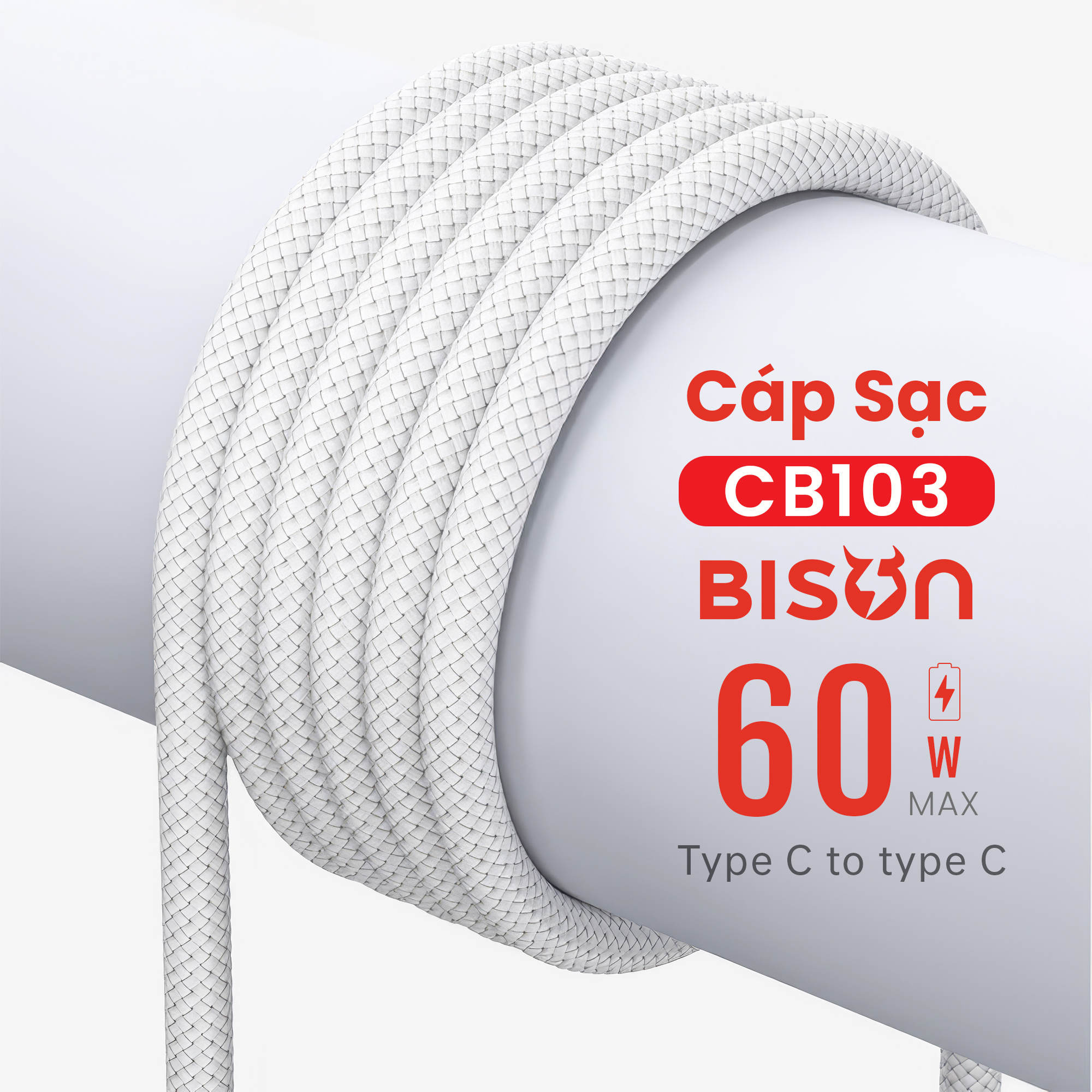 Cáp sạc Bison bọc dù 60W, USB-C to C (C to C), CB103 (8)
