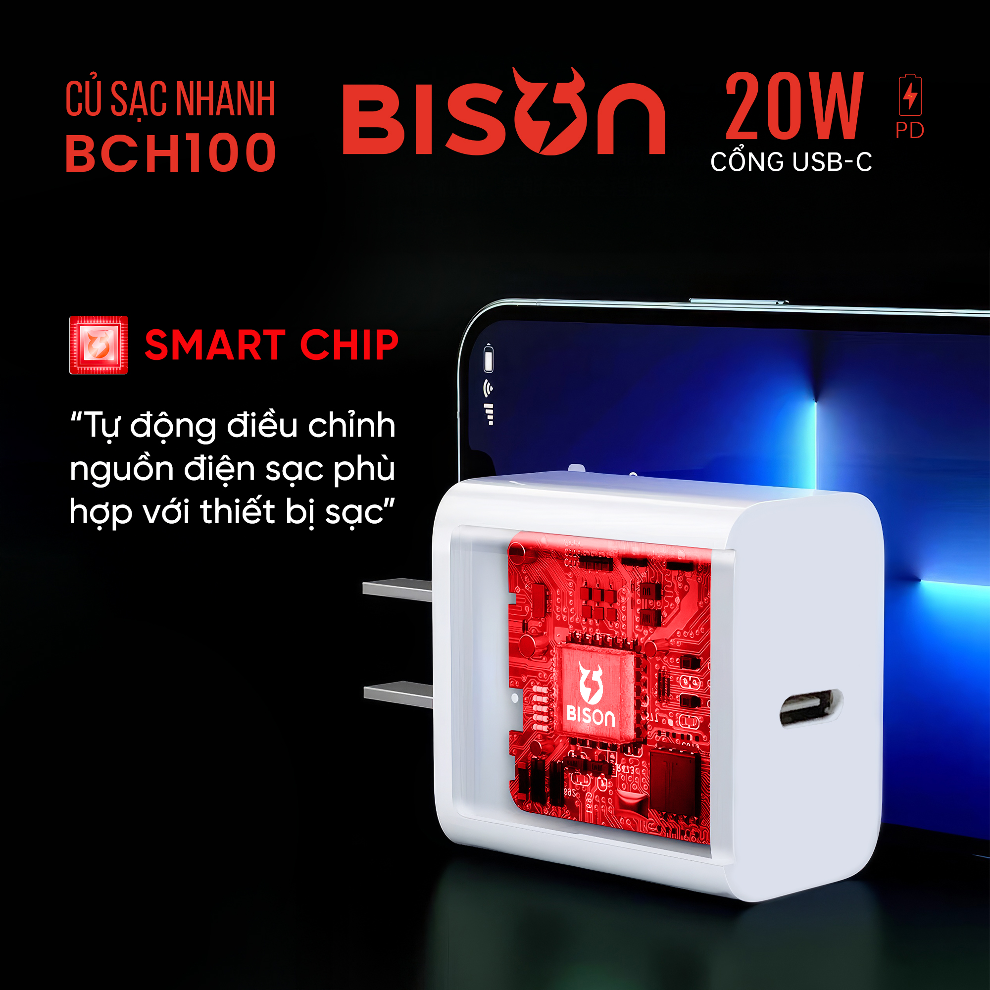 Combo sạc cáp Bison 20W, USB-C to C (C to C), BCH1002 (3)