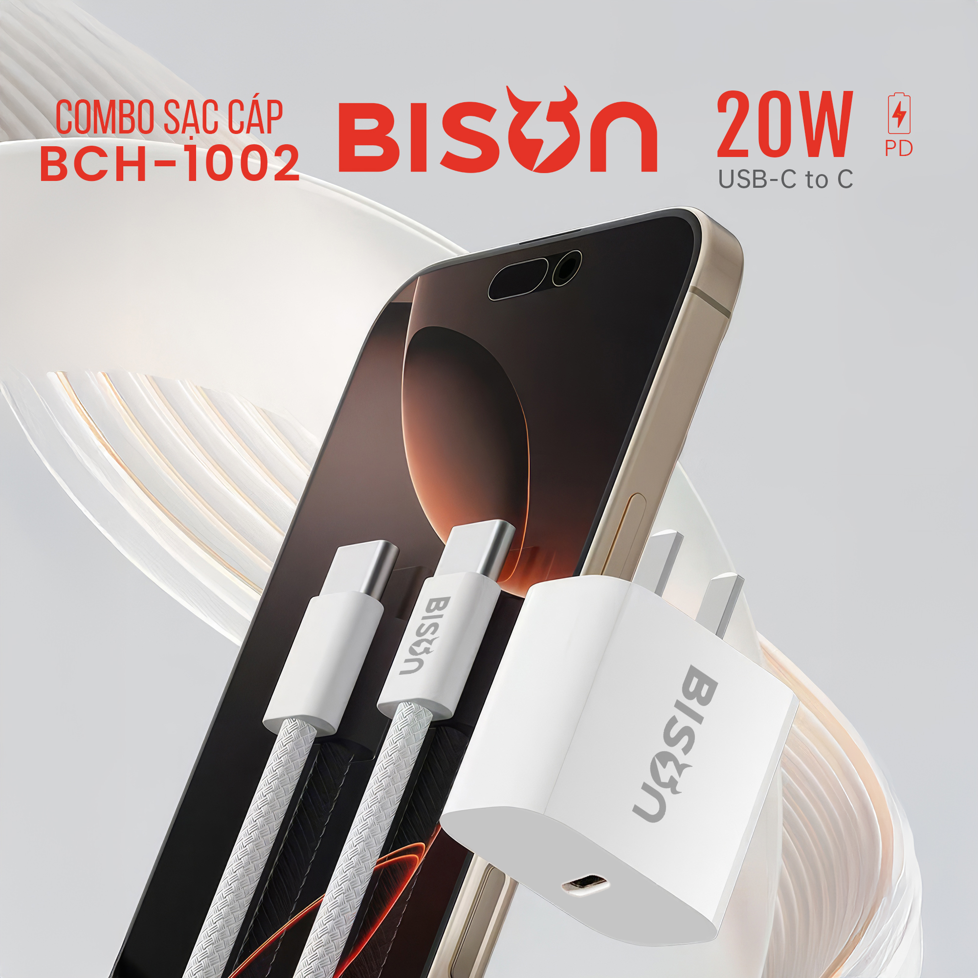 Combo sạc cáp Bison 20W, USB-C to C (C to C), BCH1002 (7)