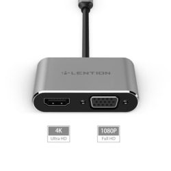 Bộ chuyển đổi USB-C sang HDMI và VGA Lention C51sHV, xám C51sHV-GR