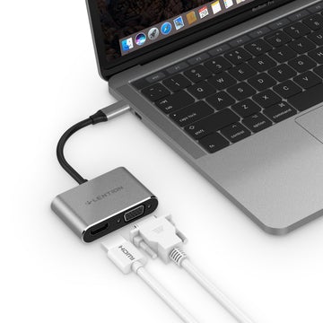 Bộ chuyển đổi USB-C sang HDMI và VGA Lention C51sHV, xám C51sHV-GR-3