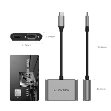Bộ chuyển đổi USB-C sang HDMI và VGA Lention C51sHV, xám C51sHV-GR-4