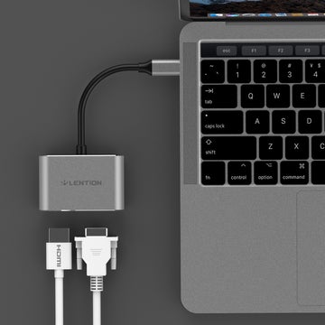 Bộ chuyển đổi USB-C sang HDMI và VGA Lention C51sHV, xám C51sHV-GR-5