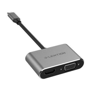 Bộ chuyển đổi USB-C sang HDMI và VGA Lention C51sHV, xám C51sHV-GR-9