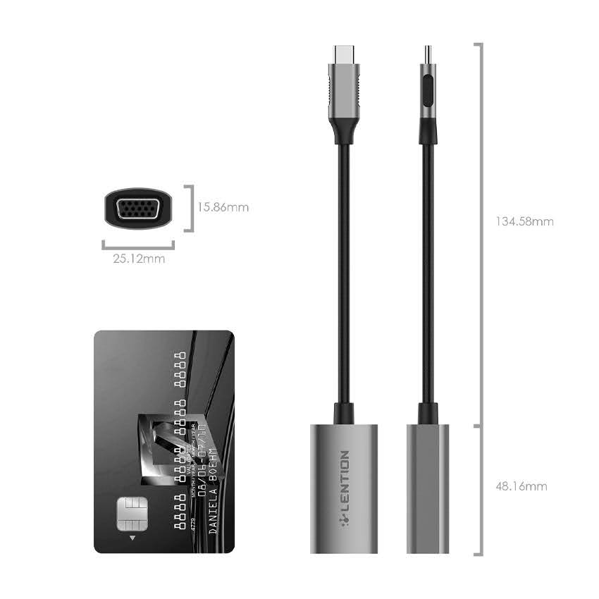 Bộ chuyển đổi USB-C sang VGA Lention CU606V, xám-3