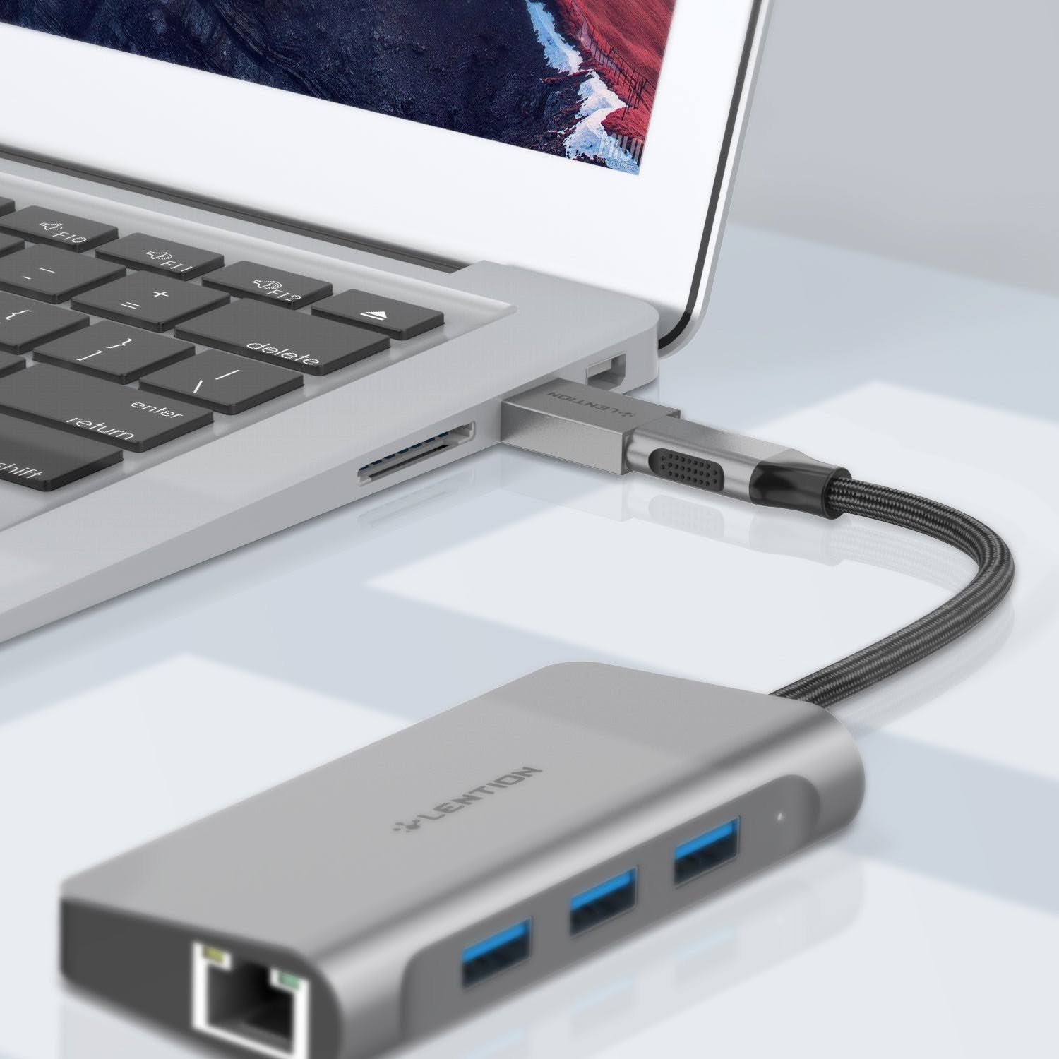 Đầu chuyển đổi USB-A to USB-C Lention H3-GR, xám-5