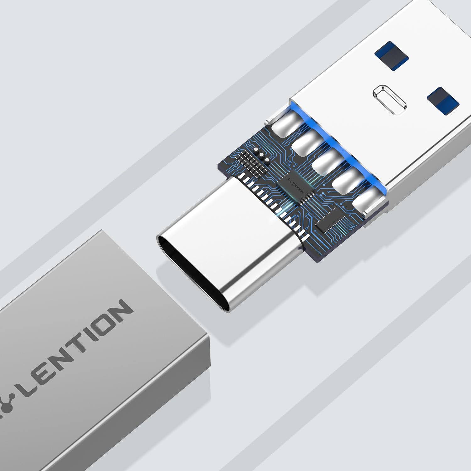 Đầu chuyển đổi USB-A to USB-C Lention H3-GR, xám-7