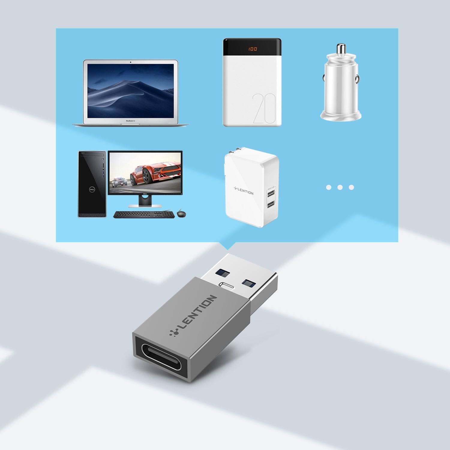 Đầu chuyển đổi USB-A to USB-C Lention H3-GR, xám-8