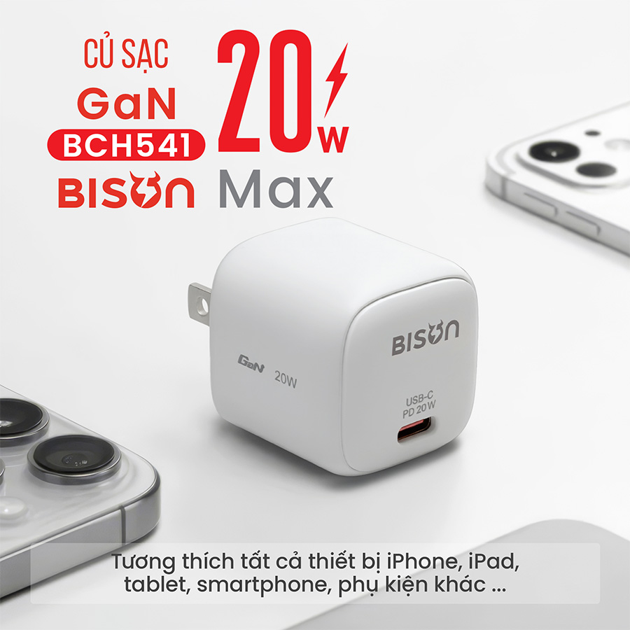 Combo sạc cáp Bison 20W USB-C, cáp sạc 27W bọc dù, BCH5410 (2)